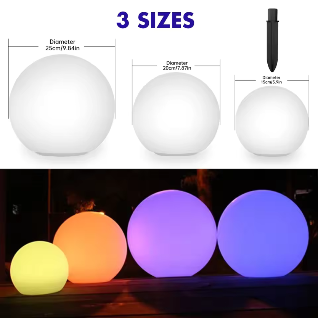RGB Solar LED Sphere Lamp – Rechargeable & Waterproof