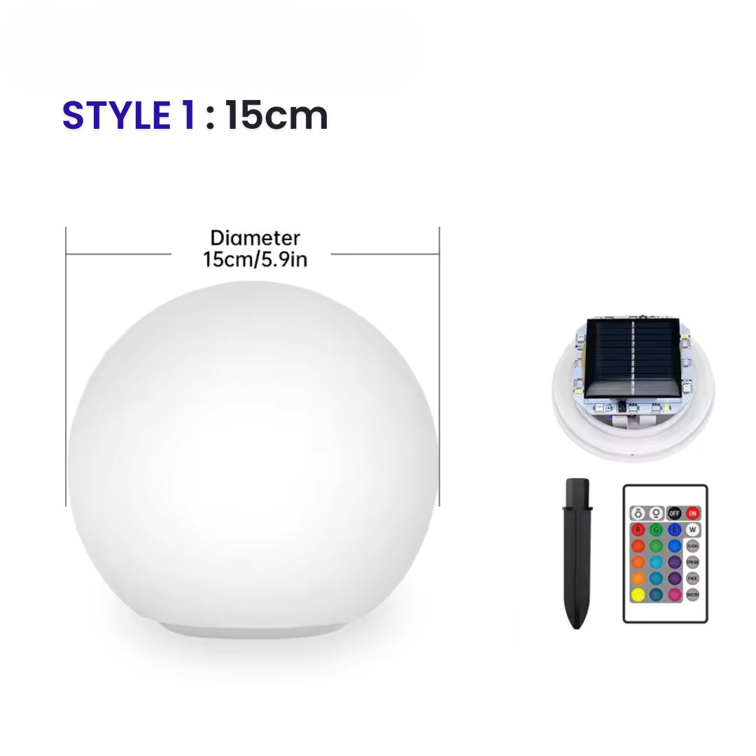 RGB Solar LED Sphere Lamp – Rechargeable & Waterproof