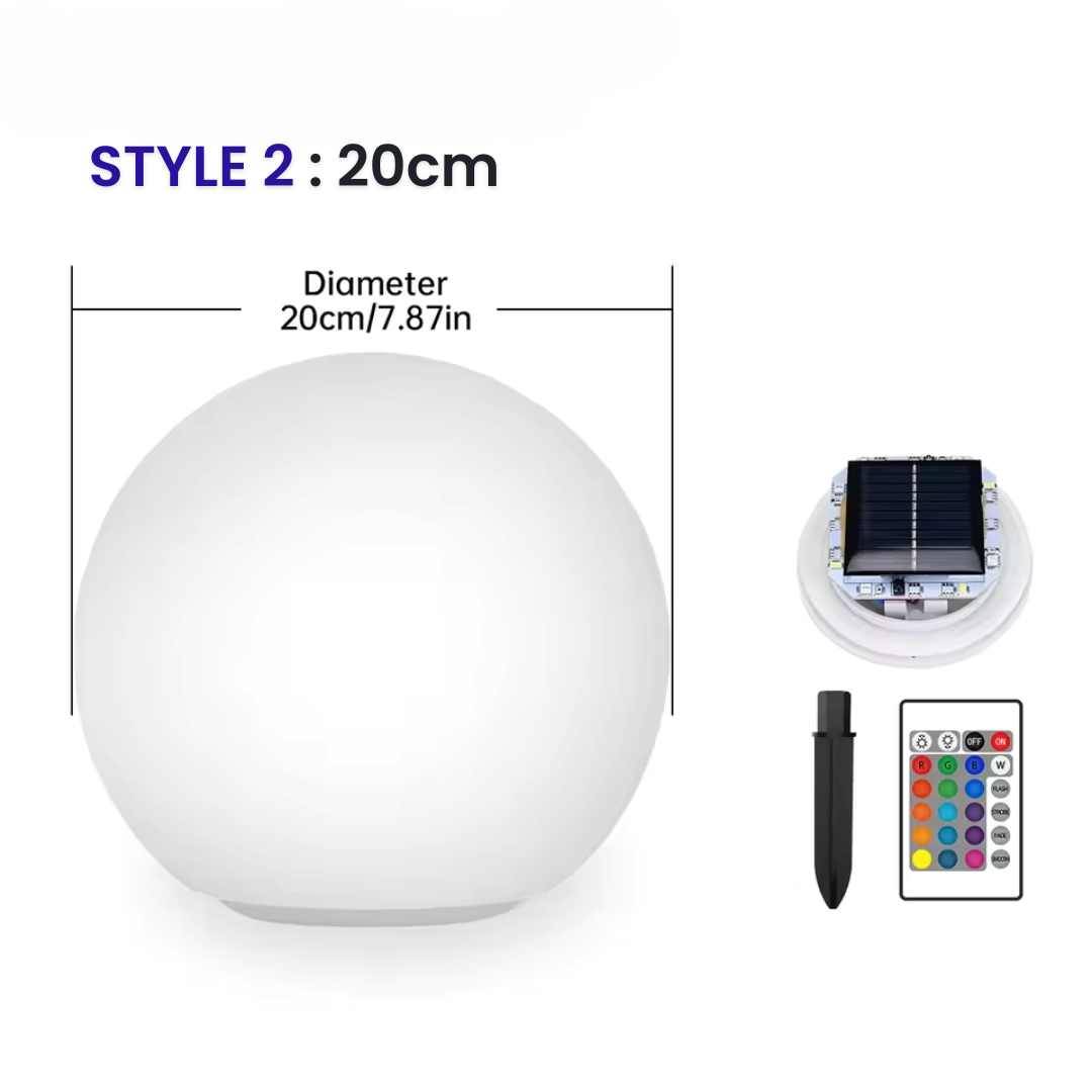 RGB Solar LED Sphere Lamp – Rechargeable & Waterproof