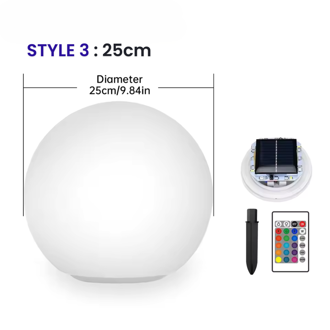 RGB Solar LED Sphere Lamp – Rechargeable & Waterproof