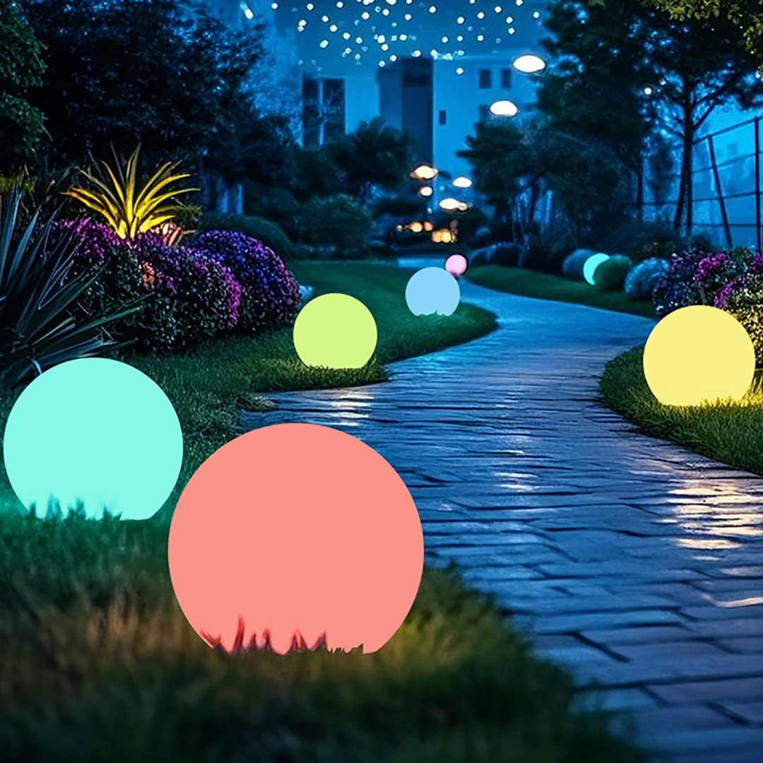 RGB Solar LED Sphere Lamp – Rechargeable & Waterproof