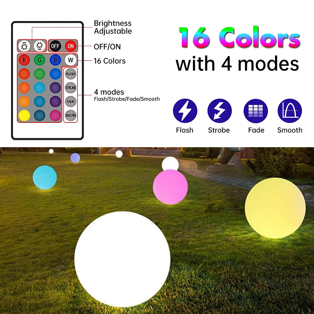 RGB Solar LED Sphere Lamp – Rechargeable & Waterproof