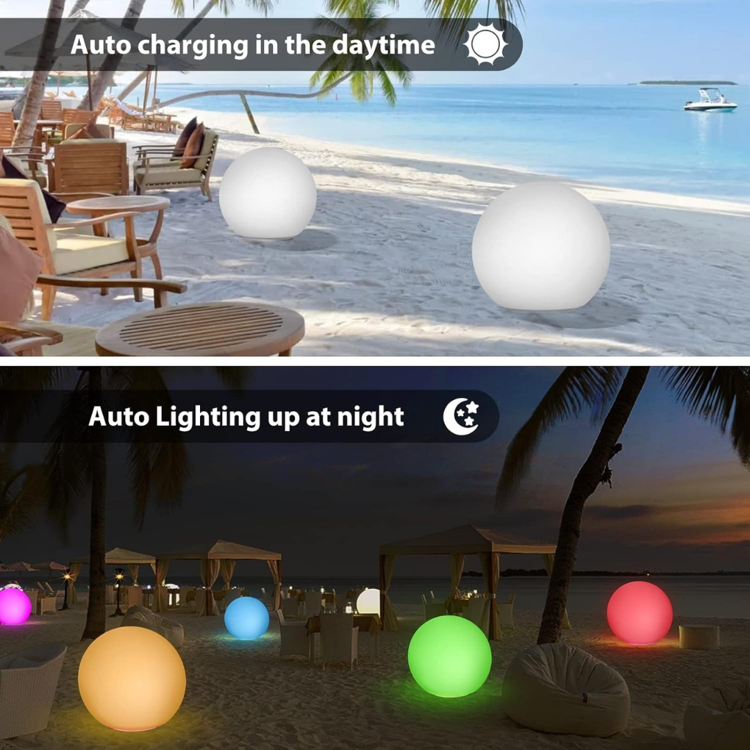 RGB Solar LED Sphere Lamp – Rechargeable & Waterproof